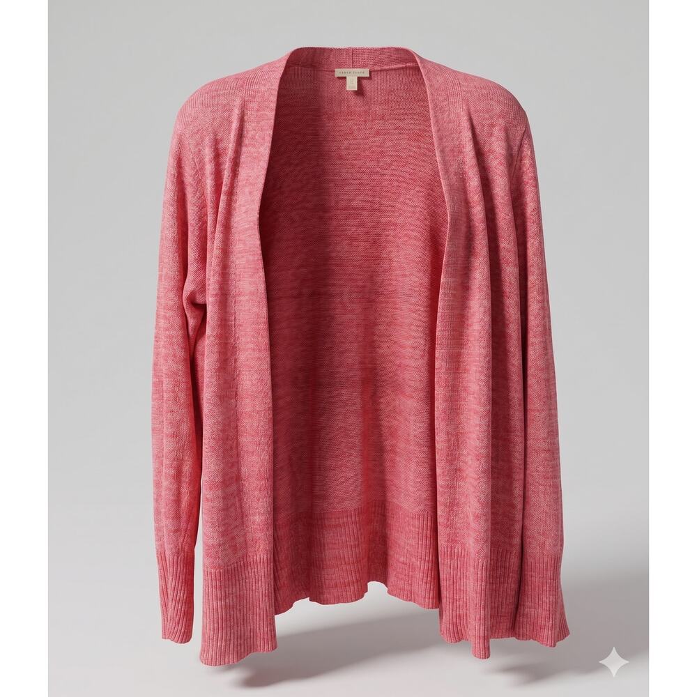 Eileen Fisher Womens PL Lagenlook Coastal Quiet Luxury Linen Open Front Cardigan